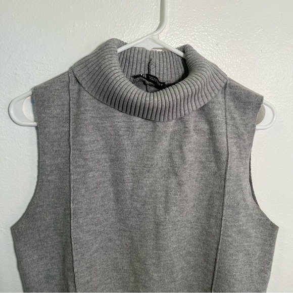 Zara Sleeveless Turtleneck Sweater Top Gray L - Picture 3 of 12